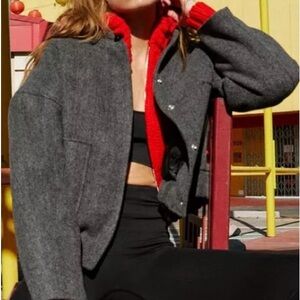 Nasty Gal wool blend bomber jacket. Size 2, grey. NWT